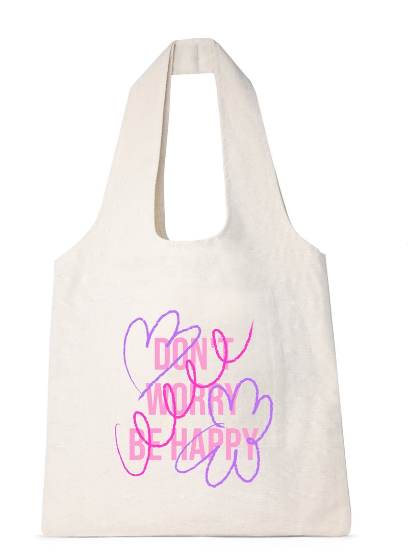 Tote Bag off White Canvas Cotton oval hand /40*35cm - Image 1